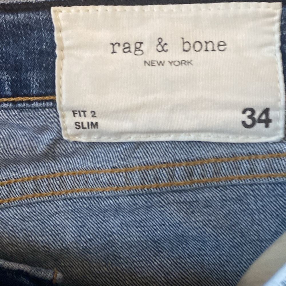Rag & Bone Blue Straight Jeans Classic Style Waist 34 - Picture 2 of 3